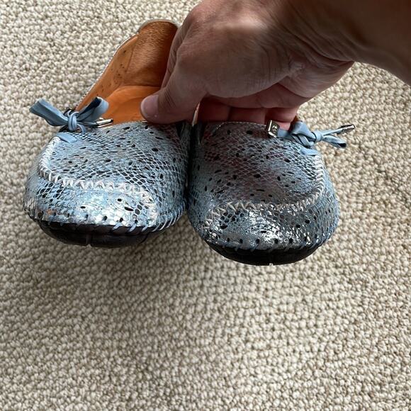 PHANY Metallic Blue Silver Leather Flats Shoes Loafers Womens EU 37 / US 6.5 - Picture 8 of 13